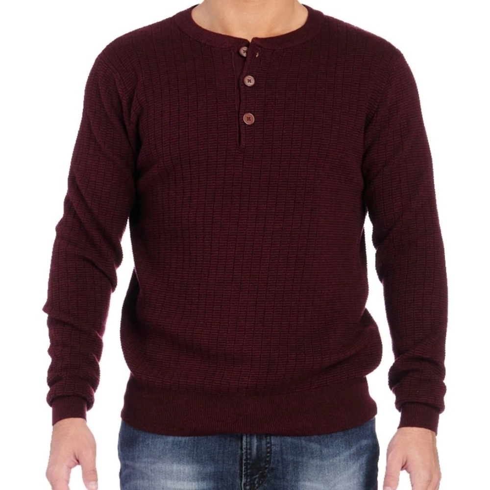 NWT Jeremy Argyle NYC wool blend heavy fair labor burgundy henley B22